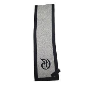 Greyson Mens Old English G Scarf Wool Cashmere Knit Grey Black One Size 72"